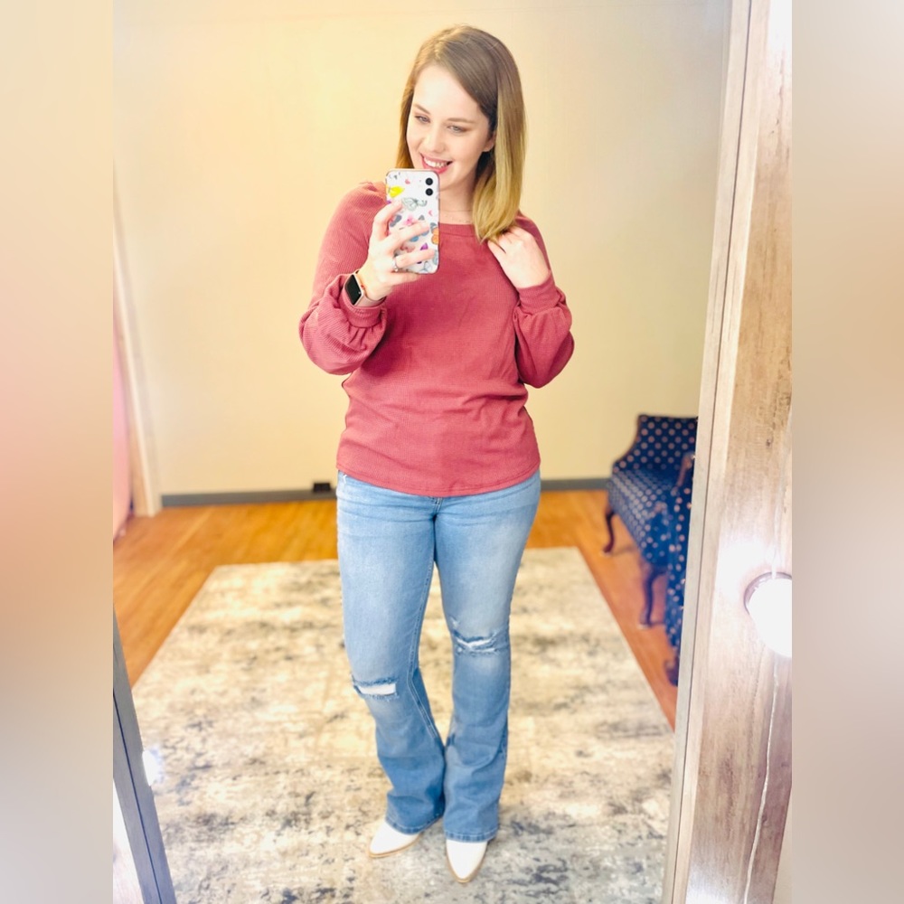 Mid Rise Distressed Flare Denim Pants